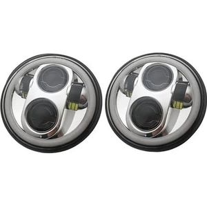 LED koplamp Motorfiets Koplamp 5.75 Inch Angel Eyes Ronde Led Verlichting Voor Motorfiets Koplampen Dimlicht Lamp 160W 6500k led-motorlamp(2PCS CHROME)