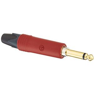 Neutrik NP2X AU-SILENT klinkstekker, vergulde contacten, rode rubberen mantel, Silent Switch"", 2-polig, 6,35 mm