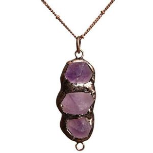 Natural Black Tourmaline Blue Kyanite Stone Bronze Chains Necklace For Women Fashion Necklace Jewelry Enegry Reiki Gift (Color : Amethyst Quartz-03)