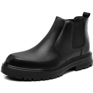 Stijlvolle Chelsea-laarzen voor heren, instappers, formele laarzen, casual leren Oxford-enkellaarsjes,zwart,EU38
