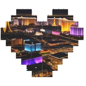 Las Vegas Night View Legpuzzel - hartvormige bouwstenen puzzelspel - leuk en stressverlichtend puzzelspel