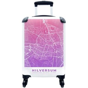 MuchoWow® Koffer - Stadskaart - Hilversum - Paars - Past binnen 55x40x20 cm en 55x35x25 cm - Handbagage - Trolley - Fotokoffer - Cabin Size - Print