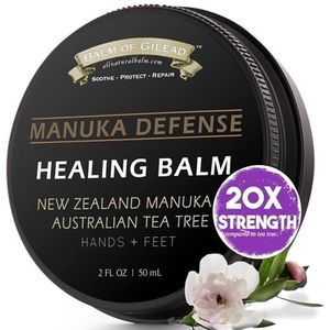 BALM OF GILEAD Tea Tree Balm - 2 fl oz voetcrème met Tea Tree en Manuka olie - Intensief vocht voor jeukende voeten, eczeem, huiduitslag en droge huid - Pure balsem die huidirritaties verzacht