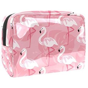 Tropische Roze Flamingo Patroon Reizen Make-up Bag, Pouch Schoonheid Accessoires Organizer voor Vrouwen Meisjes