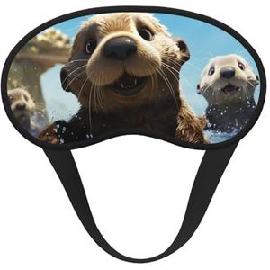Slaapmasker voor zijslaper zijden slaapmaskers met elastische band, super zachte oogslaapschaduwhoes, mooie zeeotter, verduisterende nachtblinddoek voor vrouwen mannen reizen