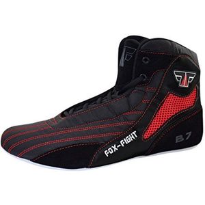 FOX-FIGHT B7 Vechtsportschoenen, voor dames en heren, ademend, flexibel, Zwart/Rood, 43 EU