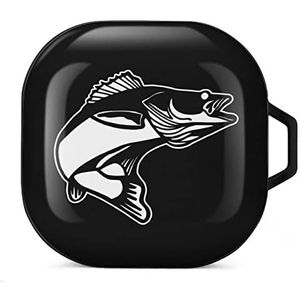Snoekbaarzen vis cartoon oordopjes hoesje compatibel met Samsung hard shell beschermhoes zwart-stijl