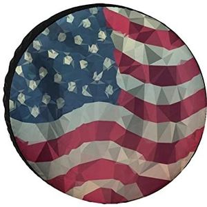 Lage Veelhoek Amerikaanse Vlag Grappige Reserveband Cover Wiel Protectors Gedrukt Gift Voor Camping RV SUV Truck Trailer