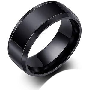 Ringen voor mannen en vrouwen Ringen Dames Bijouterie Heren 8 mm breed Roestvrij stalen ringen Trendy zwart/zilverkleurig/goudkleurig Trouwring Sieraden voor dames Heren (15140 12)