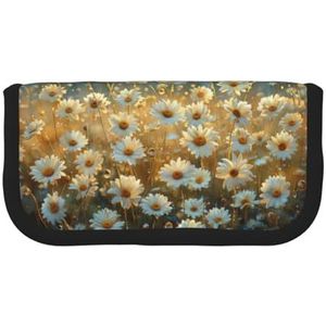 gopoo Veel madeliefjes schattig canvas etui - georganiseerde opslag voor reizen en dagelijks gebruik etui, make-upzakje