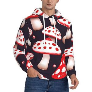 FBGHHTY Rood Wit En Paddestoel Print Unisex Hooded Pullover Voor Dagelijkse Casual Wear Mode Warme Uitstapjes Reizen Hoodie, Zwart, XS