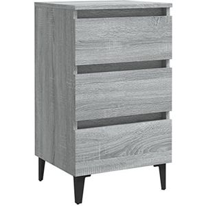 vidaXL Nachtkastje met metalen poten 40x35x69 cm grijs sonoma eiken