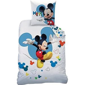 Disney - Mickey Mouse - Beddengoed - 135 x 200 cm + 80 x 80 cm - 100% Katoen - Renforcé-Linon-Kwaliteit