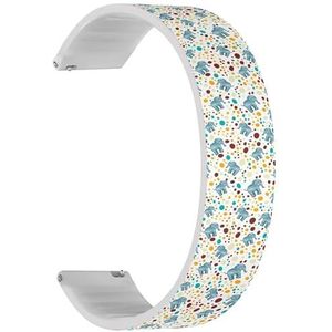 Solo Loop band compatibel met Garmin Vivoactive 5, Vivoactive 3/3 Music, Approach S12/S40/S42 (blauwgrijze olifanten) quick-release 20 mm rekbare siliconen band band accessoire, Siliconen, Geen