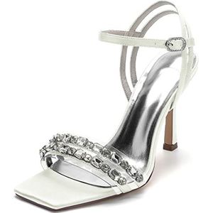 GHSIRUEU Vrouwen Hak Sandalen 3.74 Inches Transparante Open Toe Stiletto Hoge Hakken Fashion Bridal Party Wedding Pump Schoenen,ivoor,36 EU