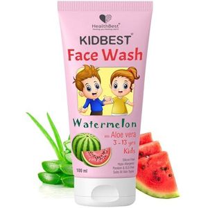 HealthBest Kidbest Face wash voor kinderen | Normale huid, gevoelige huid en droge huid | Tear, parabenen, SLS-vrij | Watermeloensmaak | 100 ml