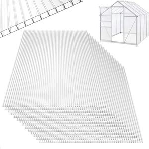 UISEBRT 14x polycarbonaat holle kamerplaten 4 mm - 10,25 m² dubbelwandige plaat 60,5 x 121 cm uv-bestendig voor broeikas, tuinbouw, carports enz., transparant