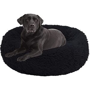 Rond huisdierbed Kalmerend hondenbed, grote hondenbedden wasbaar, donut hondenbed medium klein, wasbaar, puppy knuffelbed kitten bed, hondenbed voor hondenhok krat, 50cm, zwart