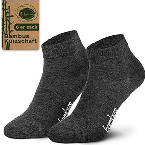 Piarini 6 paar bamboesokken heren sokken kort - anti-zweetvoeten - temperatuurregulerend, 6 paar antraciet, 43-46