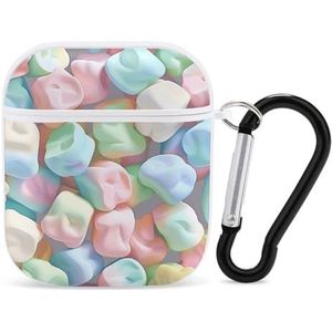 Candy Marshmallows Kleurrijke Leuke Case voor AirPods 2&1 Schokbestendige Beschermende Hoofdtelefoon Gevallen Cover Met Sleutelhanger voor Mannen Vrouwen