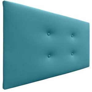 DHOME Aqualine Pro Hoofdeinde van kunstleer of stof, met 2 rijen knopen, gewatteerd hoofd, luxe bed (90 cm bedden 70/80/90), kunstleer turquoise