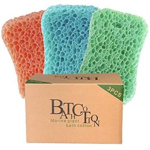 Badspons 3-pack douchesponzen voor het reinigen van exfoliërende lichaamsspons oranje, blauw, groen