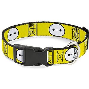 Buckle-Down Plastic Clip Kraag - BAYMAX Hanko/Gezicht Geel/Zwart/Wit - 1.5"" Breed - Past 16-23"" Nek - Medium
