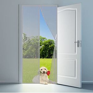 Huisdiervriendelijke deur, 95x205cm Anti-muggendeur Snel sluitend, Past op alle deurmaten zoals vouwdeur, schuifdeur, draaideur, strakker afgedicht Grijs