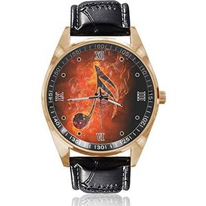 Elegante Vintage Oude Piano Toetsen Polshorloge Analoge Quartz Gouden Wijzerplaat Klassieke LeatherBand Vrouwen Heren Horloge, Goud, 1.6""x1.6""x0.15"" inch, riem