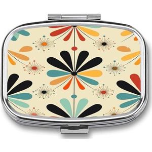 Retro Moderne Pillendoos Pil Organizer Pil Case 2 Compartiment Geneeskunde Pil Organizer Kleine Pil Case Pil Container Pillenhouder Leuke Pillendoos Mini Pillendoos
