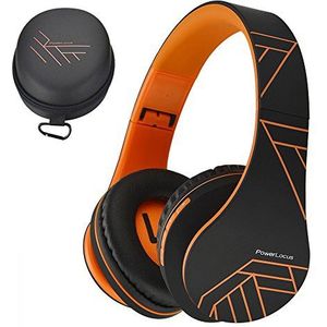 Bluetooth Koptelefoons, PowerLocus P2 draadloze Over-Ear Koptelefoon Inklapbaar, Met microfoon, Micro SD slot, FM Radio, draadloze en kabel Koptelefoon voor Smartphone, Tablets, Laptops, TV (Oranje)
