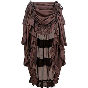 Kelvry Dames Steampunk Gothic Jurk Kostuum Vintage Multi Layered Chiffon Rok Plus Size Zwart, Bruin-2, 48-50