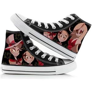 Hazbin Hotel Hoge Top Canvas Schoenen Anime Alastor Angel Stof Gedrukt Flats Schoenen Anime Mode Sneakers