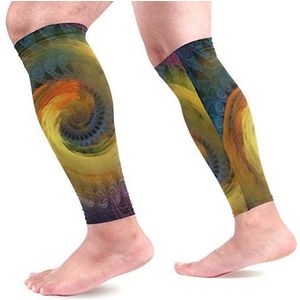 EZIOLY Spiraalsport Kalf Compressie Mouwen Been Compressie Sokken Kalf Guard voor hardlopen, Fietsen, Moederschap, Reizen, Verpleegkundigen