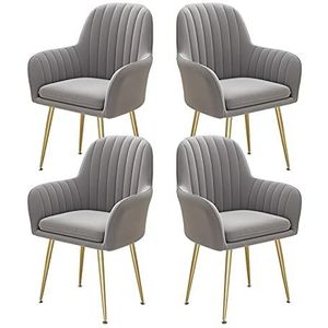 GEIRONV Fluwelen eetkamer stoelen set van 4, 47 × 44 × 80cm woonkamer teller stoelen balkon fauteuil slaapkamer make-up stoel Eetstoelen (Color : Light gray, Size : Golden feet)