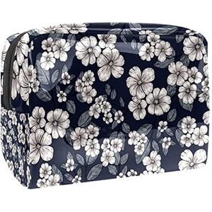 Vintage bloemenprint reizen cosmetische tas voor vrouwen en meisjes, kleine waterdichte make-up tas rits zakje toilettas organizer, Meerkleurig, 18.5x7.5x13cm/7.3x3x5.1in, Modieus