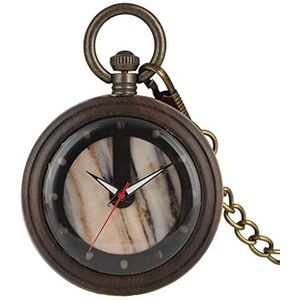 Zakhorloge - holle ronde wijzerplaat quartz zakhorloge bronzen hanger zakketting houten antieke klok (kleur: A, maat: één maat) (Color : C)