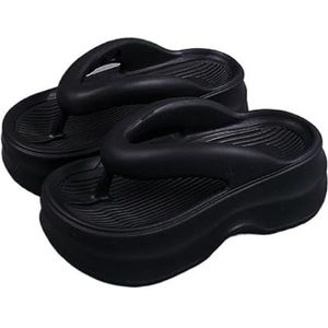 Antislipslippers strandslippers, verhoogde dikke onderkant, slippers dames buiten, EVA buitenkant antislip zacht (Color : Black813, Size : 36-37)