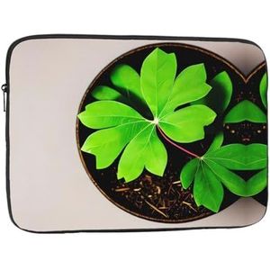 Tijgerstrepen oranje patroon duurzame laptoptas-multifunctionele ultradunne draagbare laptoptas voor zaken en reizen, St Patricks Day Bladeren 1, 17 inch