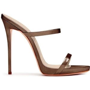 CHMILE CHAU Schoen Hakken - Elegante Dames Sandalen Stiletto-Sexy Naaldhak Ronde Avond-Feest Luxe Sandalen Mode-Schoen Vrouwelijke Hakken Slide Sandalen, 7 Bruin, 35.5 EU