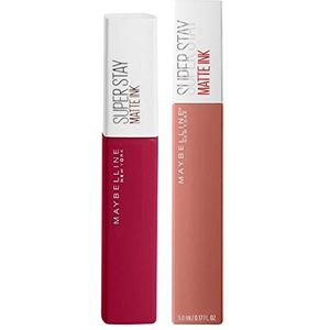 Maybelline New York SuperStay Matte Ink Lippenkleur met dekkend effect, intensieve kleur met precisie-applicator punt, make-upkit met 2 lippenstiften met 115 founder en 65 seductress