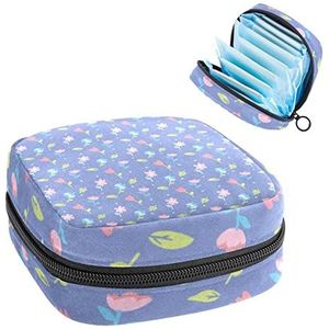 Periode Pouch Draagbare Tampon Opbergtas,Tampon Houder voor Portemonnee Vrouwelijke Product Organizer,Pasen Bloemen, Meerkleurig, 4.7x6.6x6.6 in/12x17x17 cm