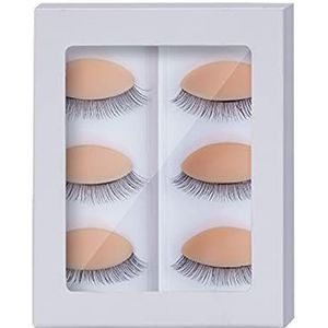 Vervangende Oogleden, 3 Paar Dubbele Lagen Wimpers Oogleden, Realistische Oogleden voor Wimpertraining en Oefenen, Siliconen Oefen Wimper Oogleden, Verwijderbare Onderdelen (Huidskleur)