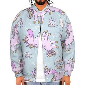 Roze Eenhoorns Donuts Regenboog Grappige Mannen Baseball Jacket Gedrukt Jas Zachte Sweatshirt Voor Lente Herfst