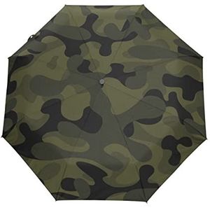 Camouflage Donkergroen Leger Paraplu Winddicht Automatische Opvouwbare Paraplu Auto Open Sluiten voor Mannen Vrouwen Kids, Patroon, 88 cm