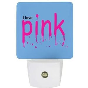 I Love Roze Warm Wit Nachtlampje Plug In Muur Schemering naar Dawn Sensor Lichten Binnenshuis Trappen Hal