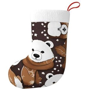 SDEGTHO Witte beer bruine beer 18 inch kerst kous voor trap decoratie, vakantie decor kousen, open haard opknoping
