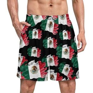 Vintage Mexico Vlag Grappige Pyjama Shorts Voor Mannen Pyjama Bottoms Heren Nachtkleding Met Zakken Zacht