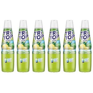 TRI TOP Citroen-limoen, caloriearme siroop voor frisdrank, cocktails of zoete gerechten, weinig suiker (6 x 600 ml)