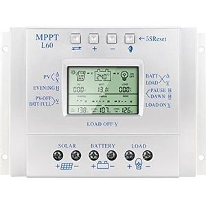 Zonne-laadregelaar, 60A Solar Controller 1 2V/24V Nul niveau display PWM Controller met USB
